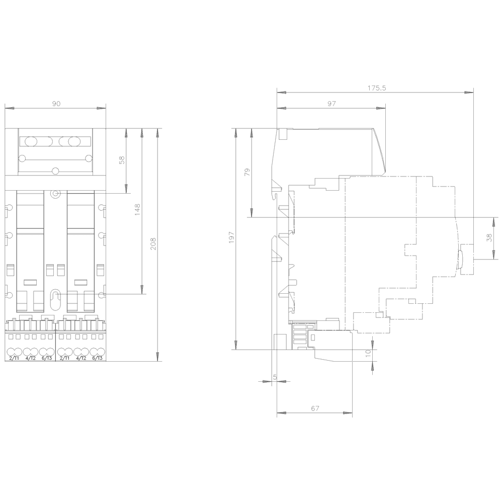 Twin extension block Connection main circuit: Spring-type terminal 2 slots for compact load feeders - Image 2