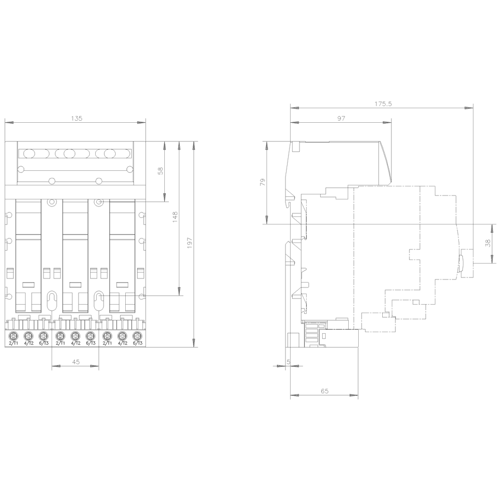 Triple extension block Connection main circuit: screw terminal 3 slots for compact load feeders - Image 3