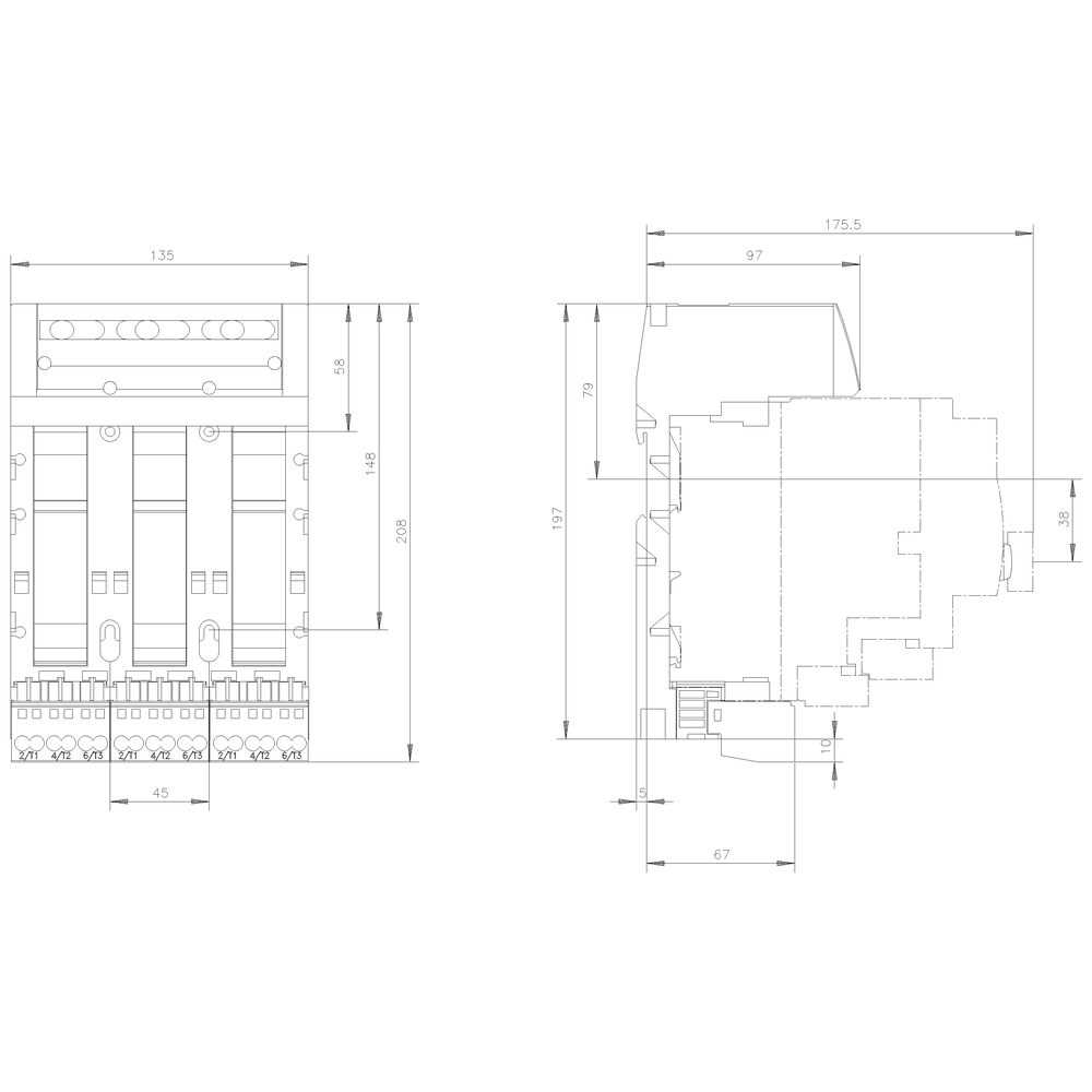 Triple extension block Connection main circuit: Spring-type terminal 3 slots for compact load feeders - Image 3