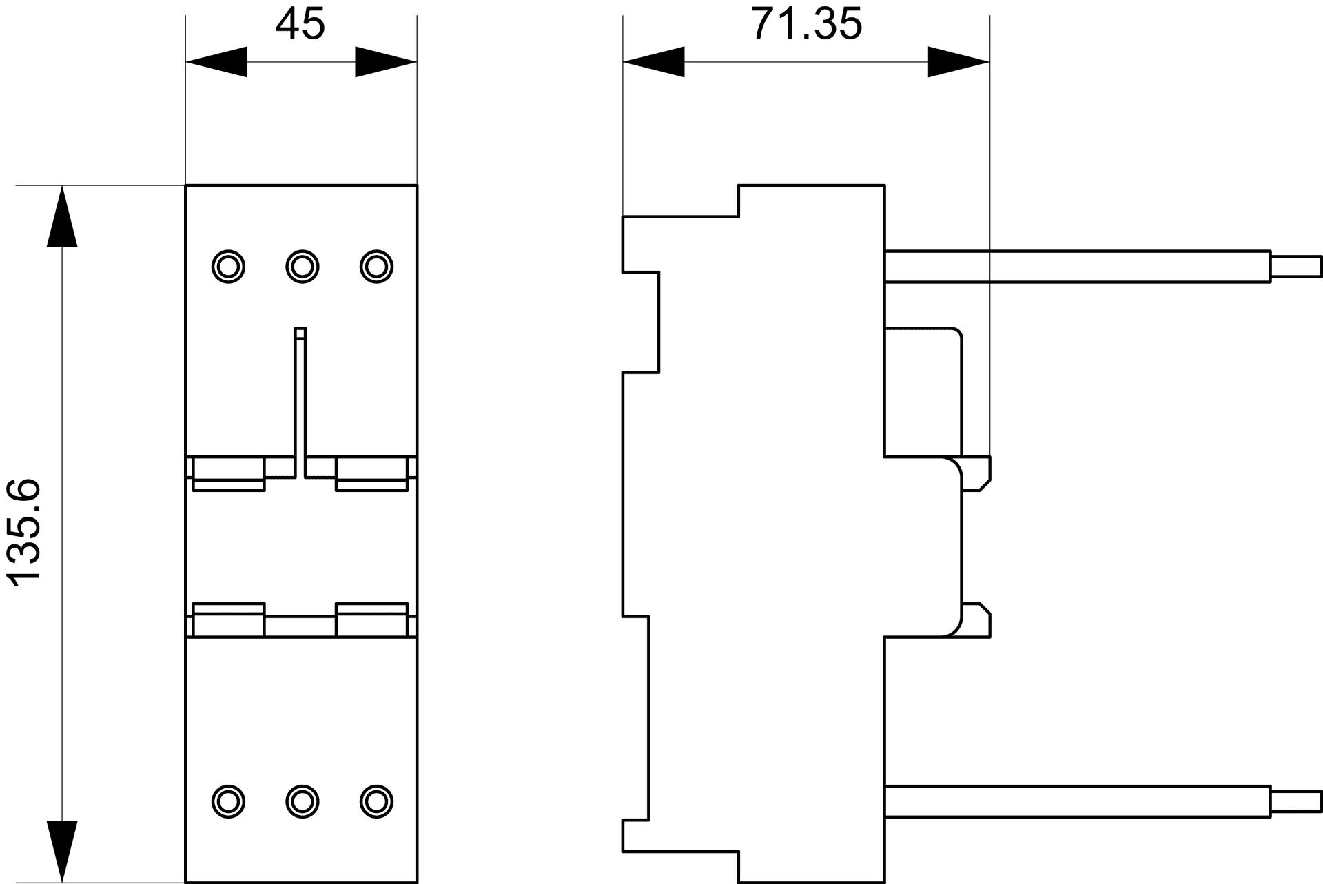 Adapter 45 mm for circuit breaker Size S0 3RV1.2 and 3RV2.2 max. 25 A Conductor cross-section AWG10 - Image 2