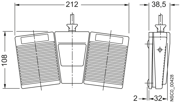 Pedal switch 2 change-over contacts 2-pedal - Image 2