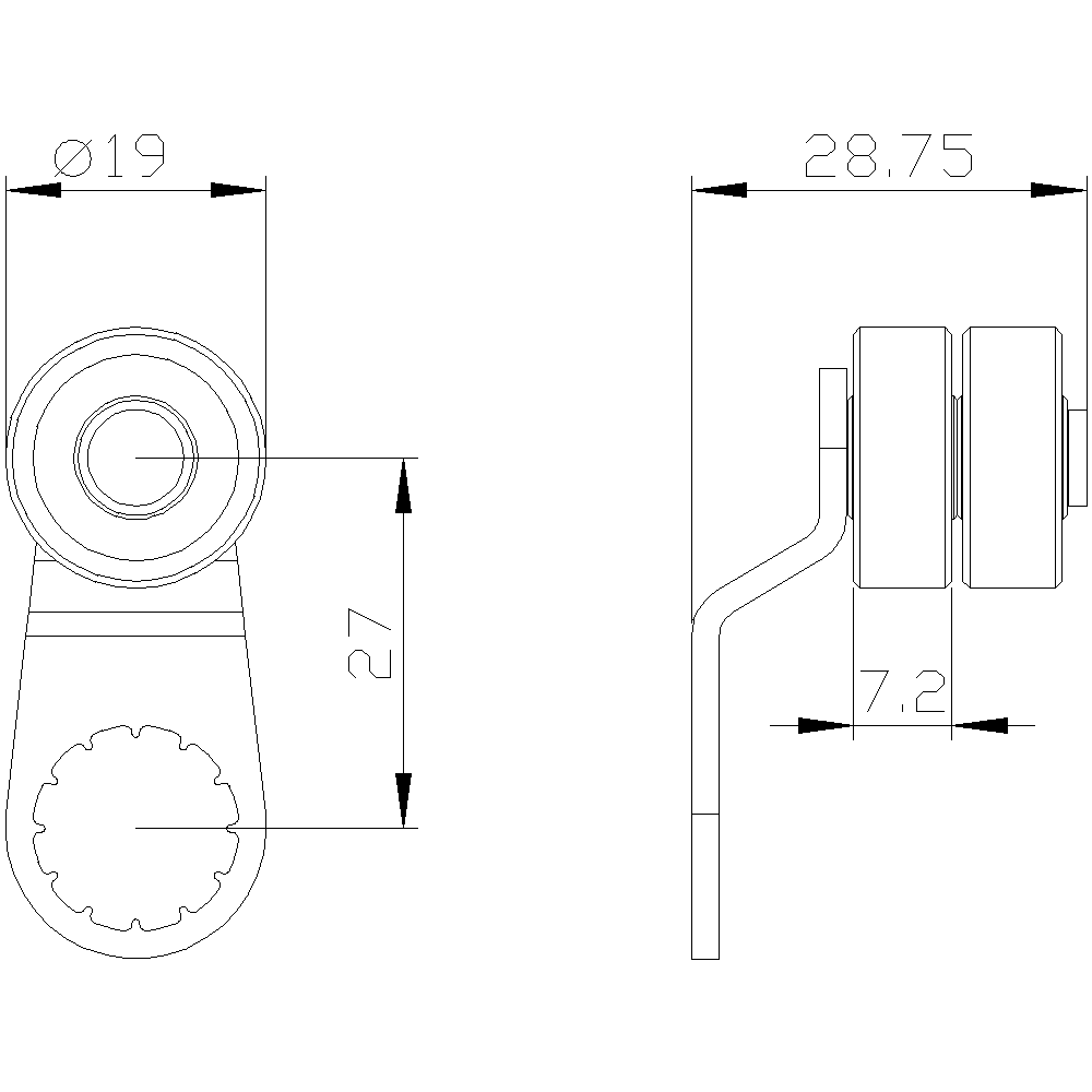 twist lever for position switch 3SE51 metal lever 27 mm long - Image 2