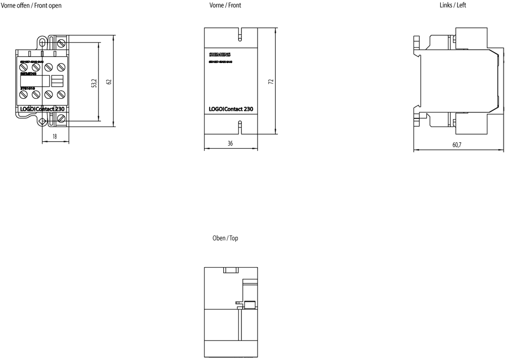 LOGO! contact 230 Switching module for direct switching of resistive loads up to 20 A and motors up to 4 kW - Image 2