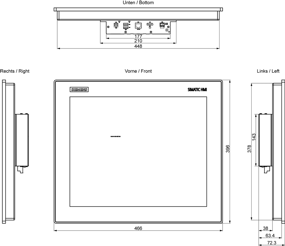 SIMATIC IFP1900 V2 Extended 5:4 19" multi-touch display (5:4) with 1280x 1024 pixel resolution by Siemens