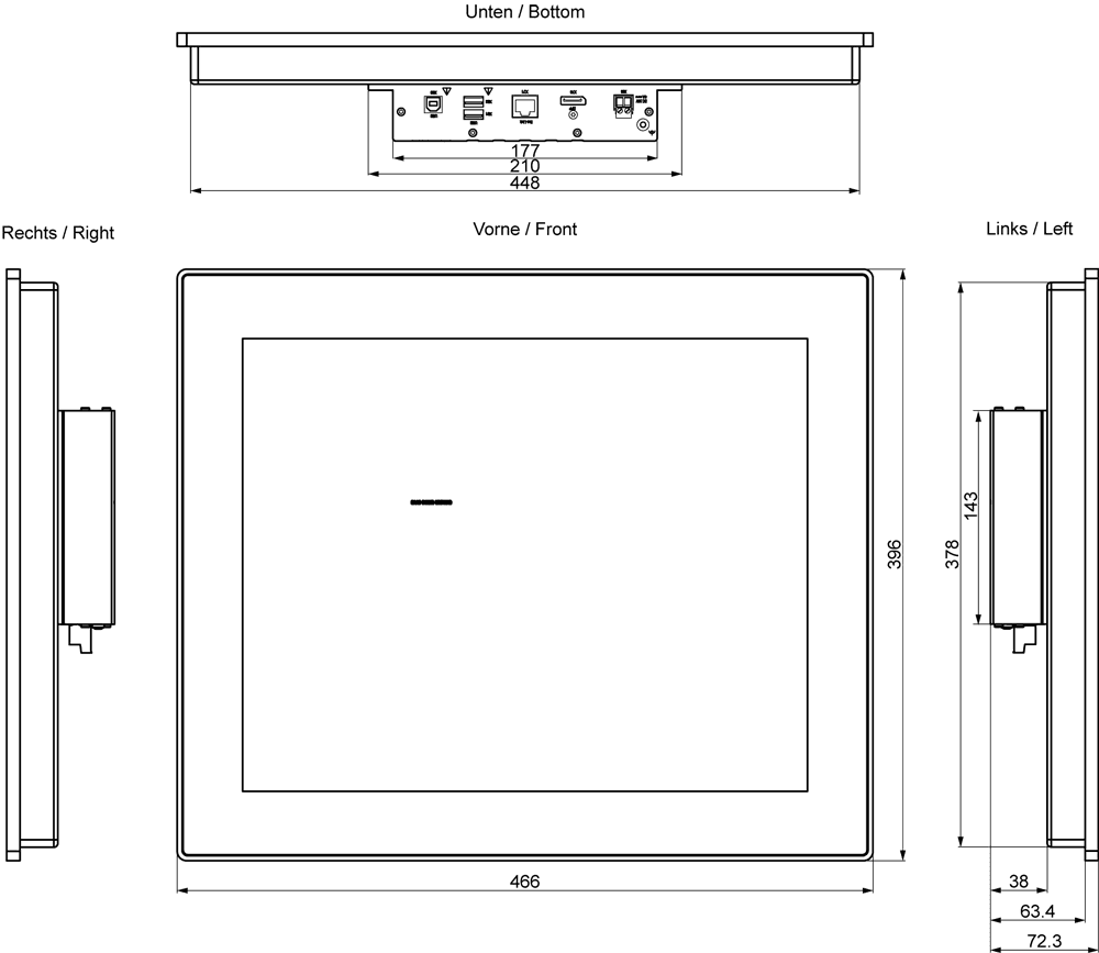 SIMATIC IFP1900 V2 Extended 5:4 19" multi-touch display (5:4) with 1280x1024 pixel resolution by Siemens