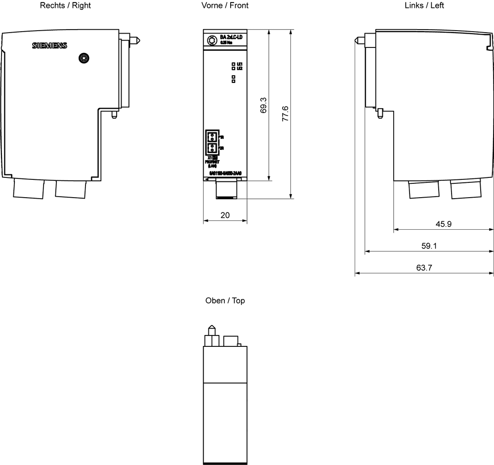 SIPLUS ET 200SP BA 2xLC-LD based on 6ES7193-6AG50-0AA0 with conformal coating - Image 2