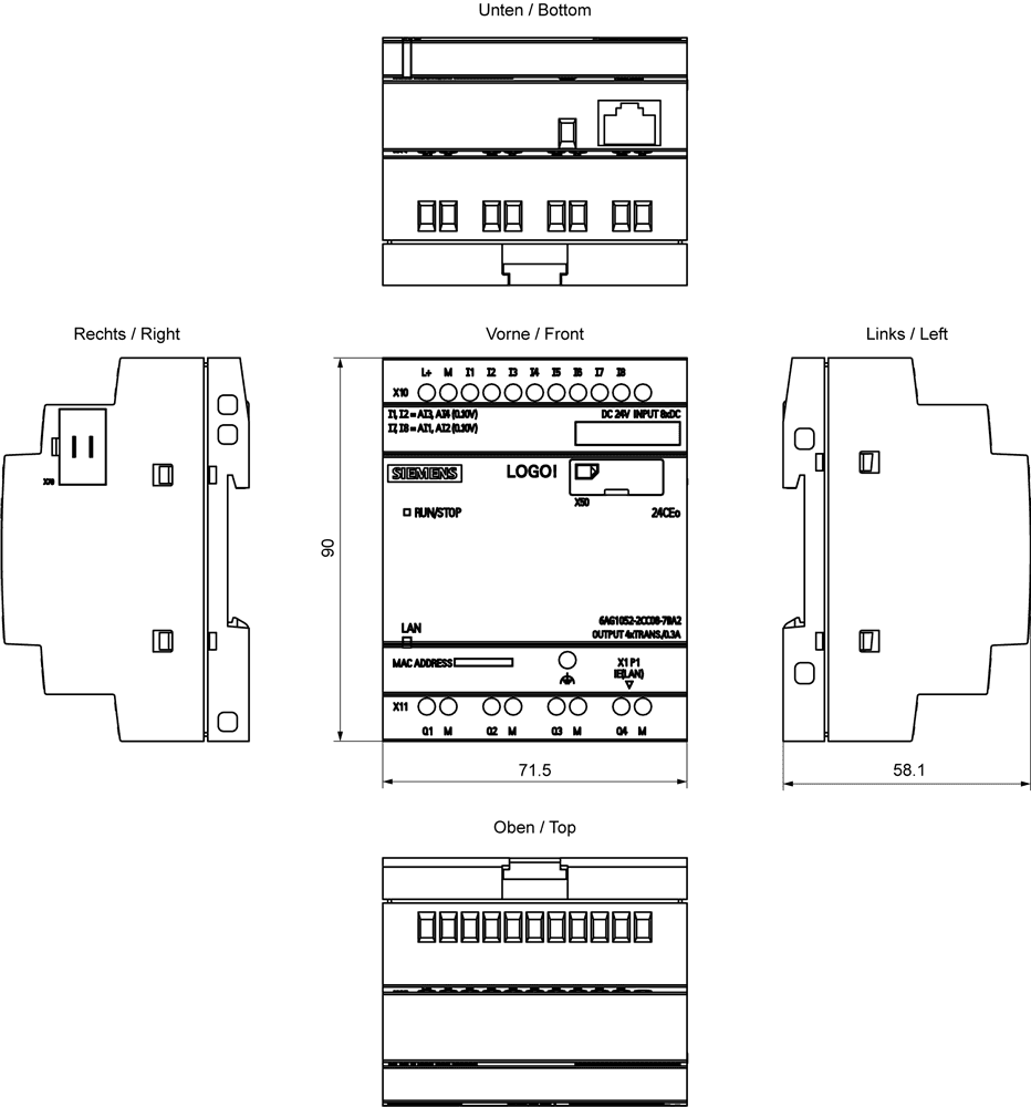 SIPLUS LOGO! 24CEO based on 6ED1052-2CC08-0BA2 with conformal coating -40...+70 °C startup -25 °C . logic module - Image 2