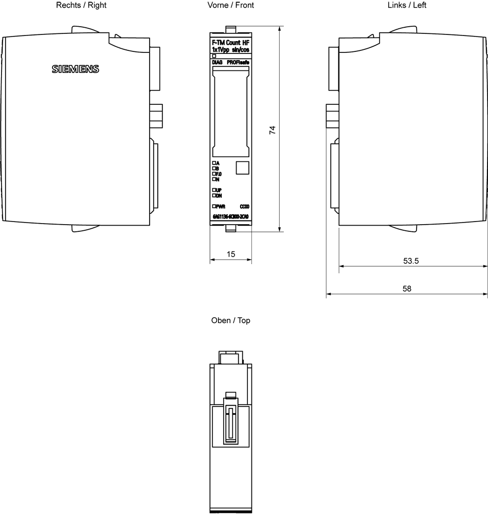 SIPLUS ET 200SP F-TM Count HF based on 6ES7136-6CB00-0CA0 with conformal coating -25...+60 °C . 1x1 Vpp sin/cos HF - Image 2