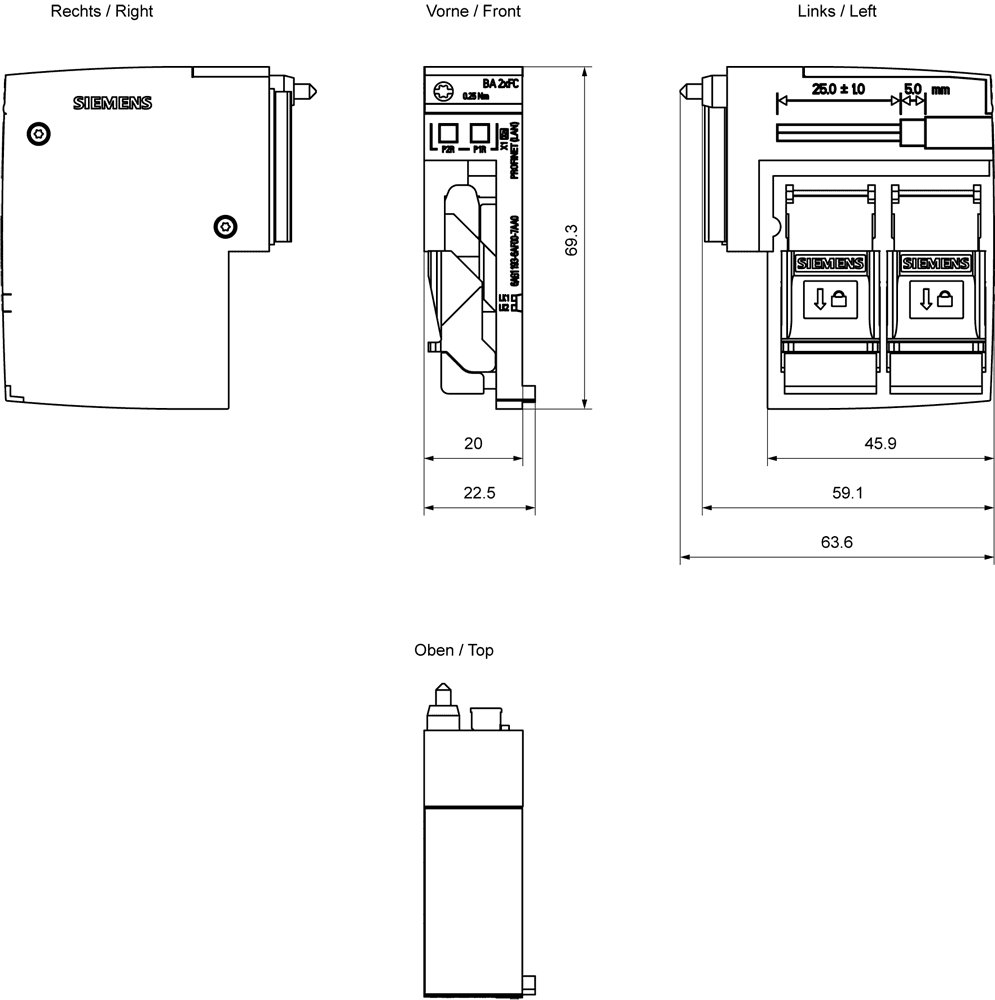 SIPLUS ET 200SP BA 2xFC PN based on 6ES7193-6AF00-0AA0 with conformal coating - Image 2