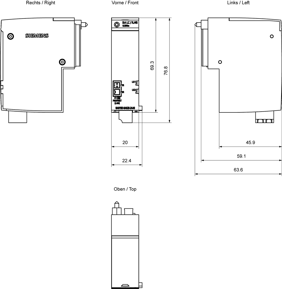 SIPLUS ET 200SP BA LC/RJ45 based on 6ES7193-6AG20-0AA0 with conformal coating - Image 2