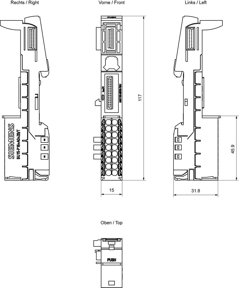 SIPLUS ET 200SP BU15-P16+A0+2B/T based on 6ES7193-6BP00-0BA1 with conformal coating - Image 2