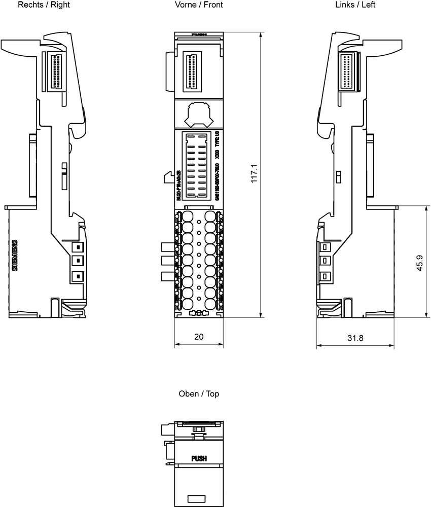 SIPLUS ET 200SP BU20-P16+A0+2B based on 6ES7193-6BP00-0BU0 with conformal coating - Image 2