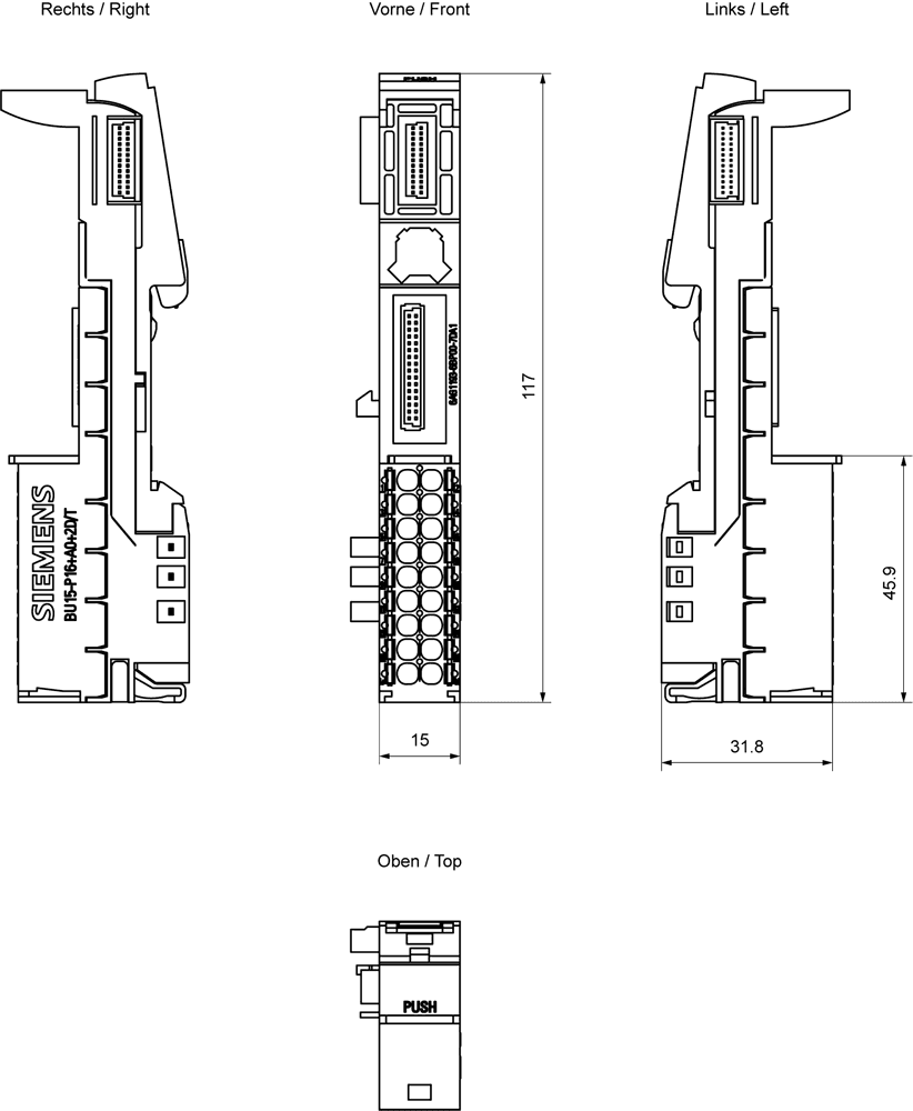 SIPLUS ET 200SP BU15-P16+A0+2D/T based on 6ES7193-6BP00-0DA1 with conformal coating - Image 2