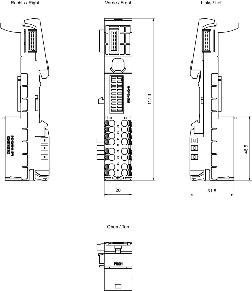 SIPLUS ET 200SP BU20-P12+A0+4B TYP B1 based on 6ES7193-6BP20-0BB1 with conformal coating - Image 2