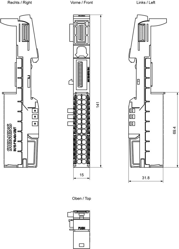 SIPLUS ET 200SP BU15-P16+A0+12B/T based on 6ES7193-6BP40-0BA1 with conformal coating - Image 2