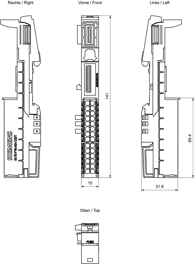 SIPLUS ET 200SP BU15-P16+A0+12D/T based on 6ES7193-6BP40-0DA1 with conformal coating - Image 2