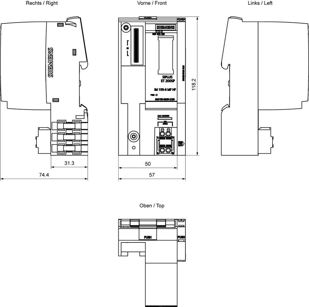 SIPLUS ET 200SP IM155-6 MF HF based on 6ES7155-6MU01-0CN0 with conformal coating -40...+60 °C multi-fieldbus interface module PN IO - Image 2