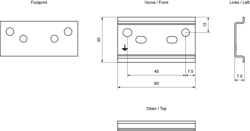 SIMATIC BaseCarrier system bar length 60 mm mounting rail according to EN 60715 including fitting holes for mounting on base carrier PCB; content: 10 units - Image 2