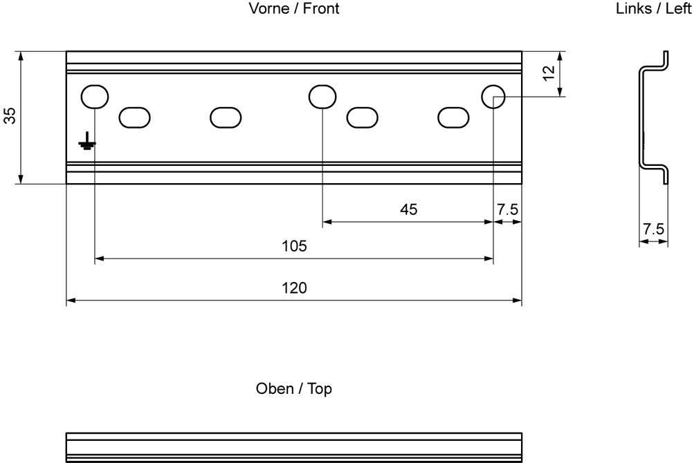 SIMATIC BaseCarrier system bar length 120 mm mounting rail according to EN 60715 including fitting holes for mounting on base carrier PCB; content: 10 units by Siemens