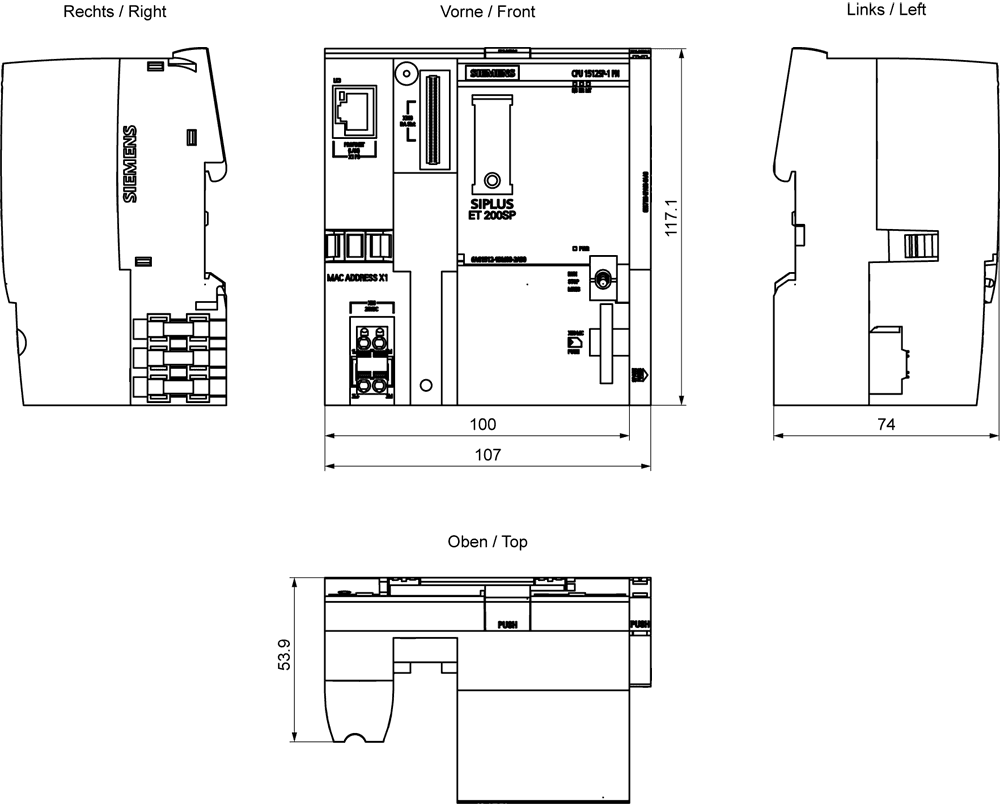 SIPLUS ET 200SP CPU 1512SP-1 PN based on 6ES7512-1DM03-0AB0 with conformal coating -40...+60 °C . central processing unit with work memory 400 KB for program and 2 MB for data - Image 2