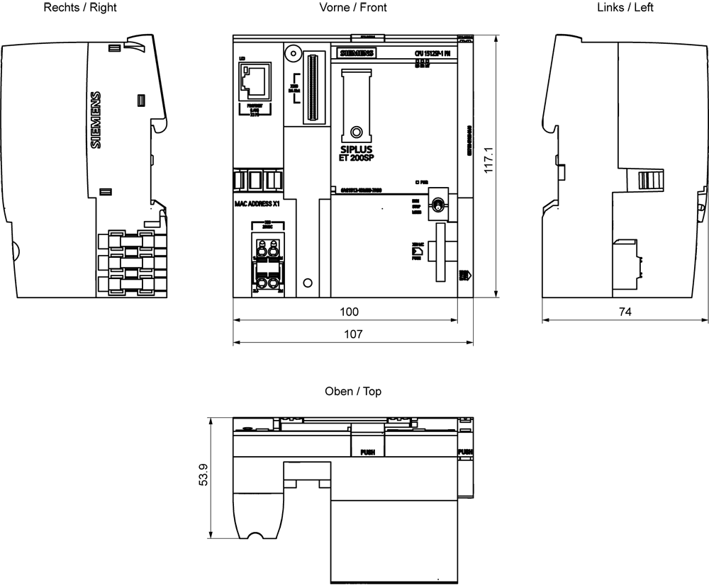 SIPLUS ET 200SP CPU 1512SP-1 PN based on 6ES7512-1DM03-0AB0 with conformal coating -40...+70 °C . central processing unit with work memory 400 KB for program and 2 MB for data - Image 2