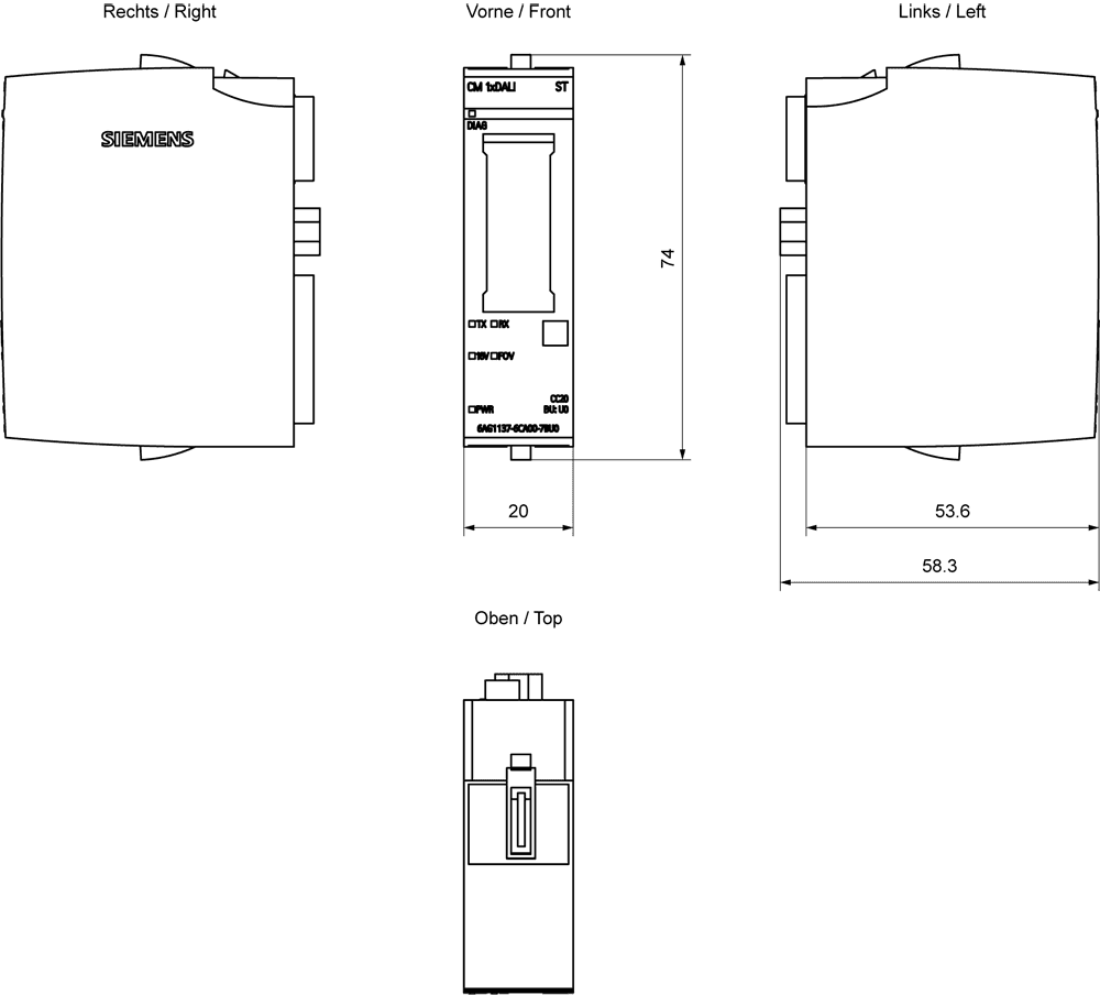 SIPLUS ET 200SP CM DALI based on 6ES7137-6CA00-0BU0 with conformal coating -40…+60 °C - Image 2