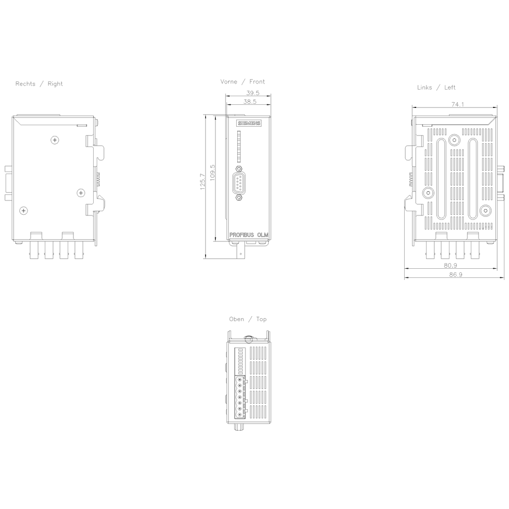 PROFIBUS OLM/G11 V4.0 optical link module with 1 RS 485 and 1 glass fiber optic cable interface (2 BFOC sockets) - Image 2