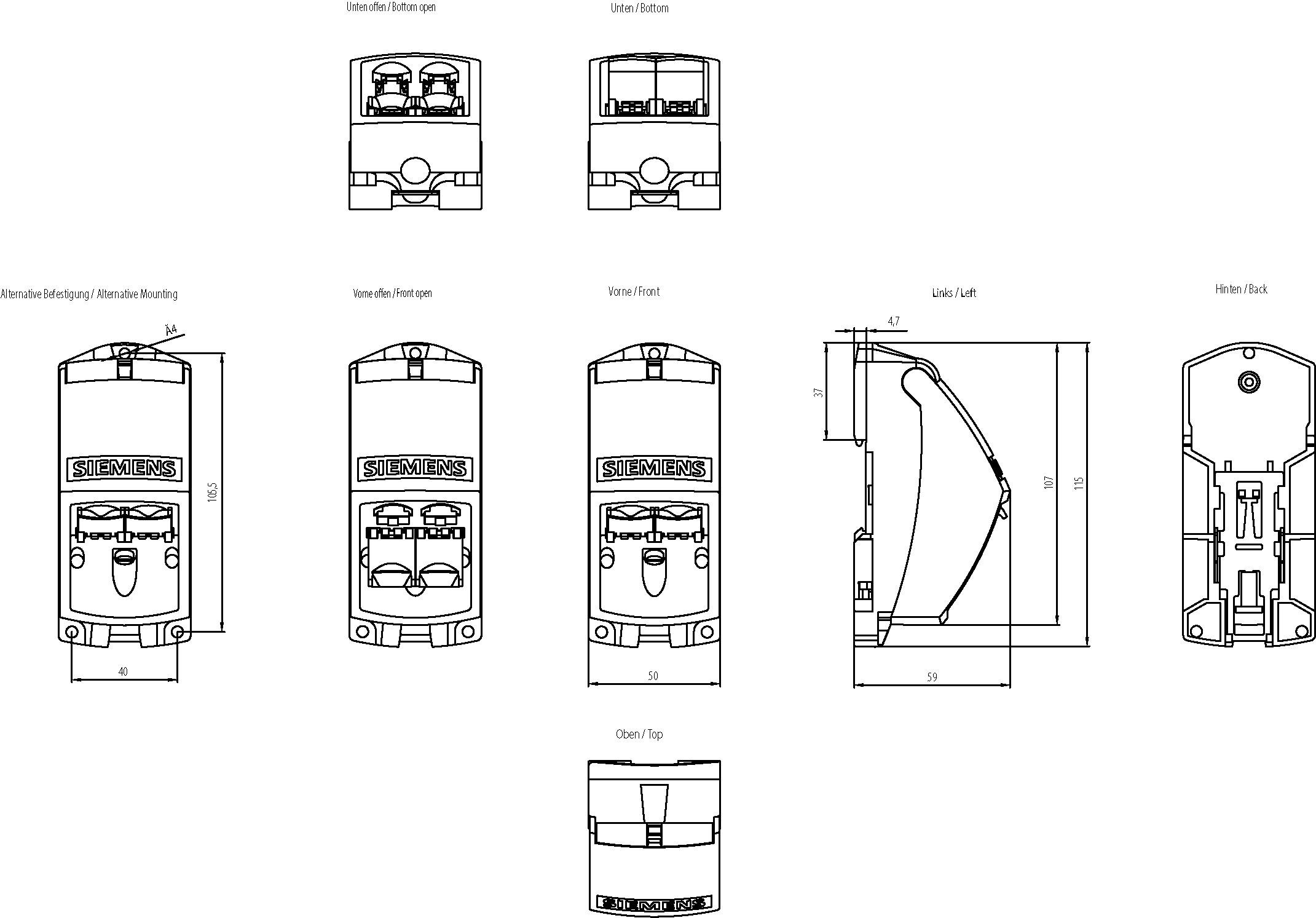 IE FC RJ45 modular outlet Base module with insert 2FE Interchangeable insert for 2 x 100 Mbit/s interface. - Image 2