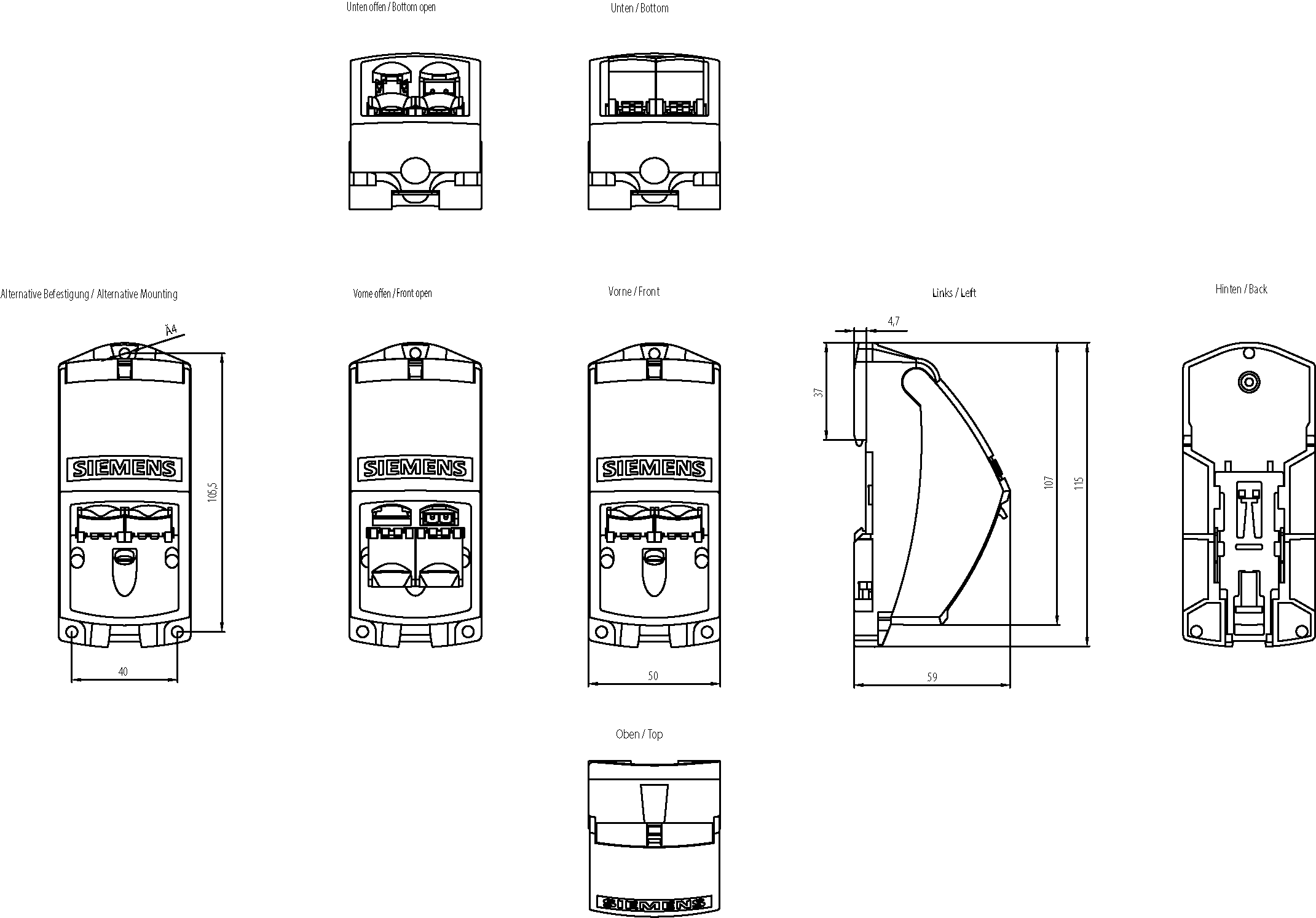 IE FC RJ45 modular outlet Base module with power insert Interchangeable insert for 1 x 24 V DC and 1 x 100 Mbit/s interface. - Image 2