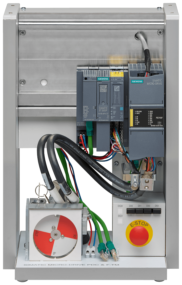 Micro Drive PDC_F-TM Drive Democase . SIMATIC MICRO-DRIVE PDC100F ET 200SP IM 155-6PN ST BUNDLE F-TM ServoDrive 1x24..48V 5A Prepared for S7-1500 by Siemens