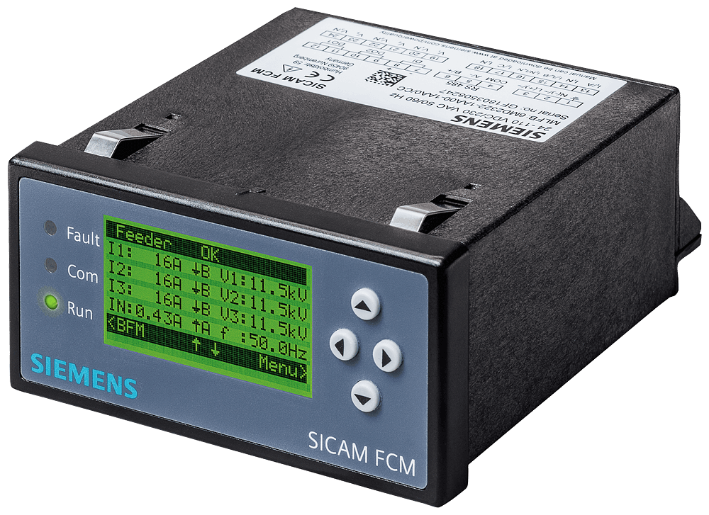 DIRECTIONAL SHORT CIRCUIT AND EARTH FAULT DETECTOR VOLTAGE MEASUREMENT VIA CAPACITIVE VOLTAGE DIVIDER EARTH FAULT DETECTOR FOR LOW-POWER CURRENT SENSORS 1 BINARY INPUT 2 BINARY OUTPUTS MEASUREMENT/CALCULATION OF VALUES U by Siemens