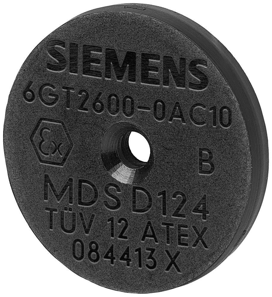 transponder MDS D124 for RF200/RF300 ISO/MOBY D button heat-resistant up to +180 °C ISO 15693 chip type by Siemens