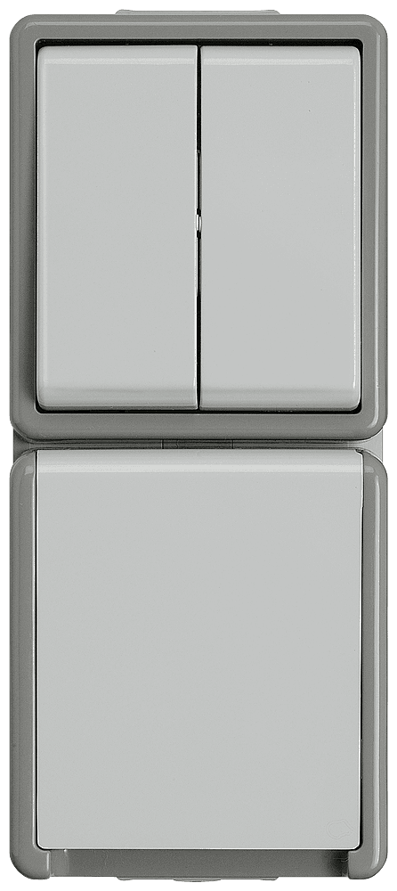 DELTA fläche IP44 Combination two-circuit switch and SCHUKO socket outlet with increased touch protection Dimensions 151x 66x 54 mm by Siemens