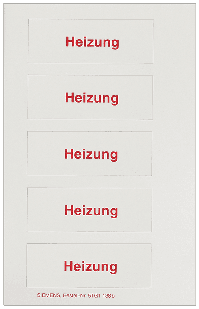 DELTA i-system pictogram sheet Labeling field insert for rocker switch heating switch by Siemens