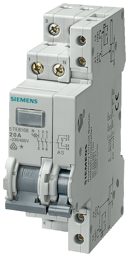 control switch 20 A 3 NO 1 lamp 230 V with auxiliary switch 1 NO+1 NC by Siemens
