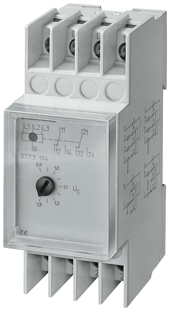 Voltage relays AC 230/400V 2W 0.9/1.3 Asymmetrical monitoring With transparent cap by Siemens