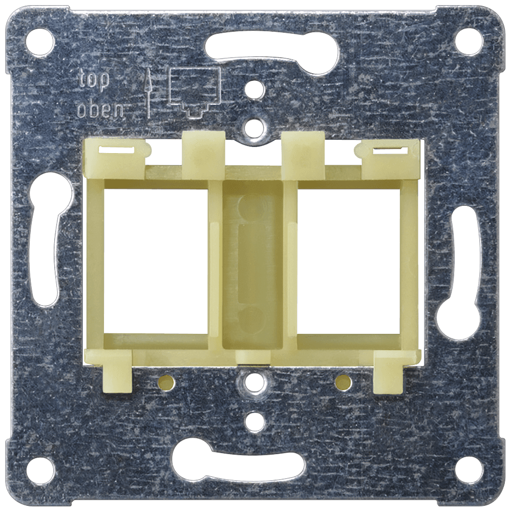 Support plate yellow insert for accommodating up to 2 modular jack connectors Screw mounting PEHA design. MJ4 by Siemens