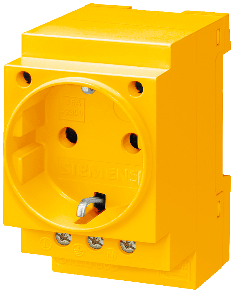 SCHUKO socket outlet 16 A yellow according to DIN VDE 0620 for installation in distribution boards by Siemens