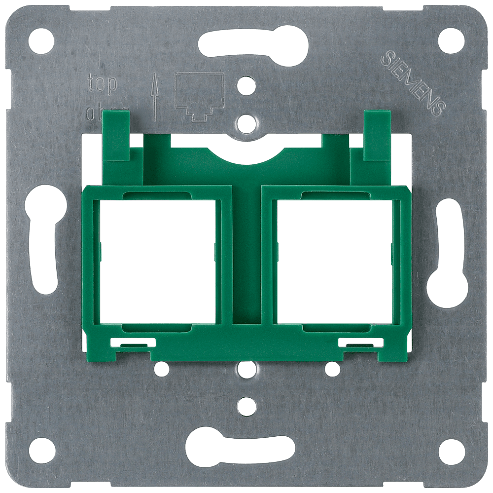 Support plate green insert for accommodating up to 2 modular jack connectors Screw mounting PEHA design. MJ5 by Siemens