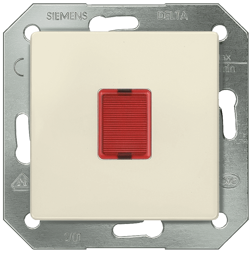 DELTA i-system electrical white Light signal 250 V with glow lamp cover plate 55 x 55 mm with red window by Siemens