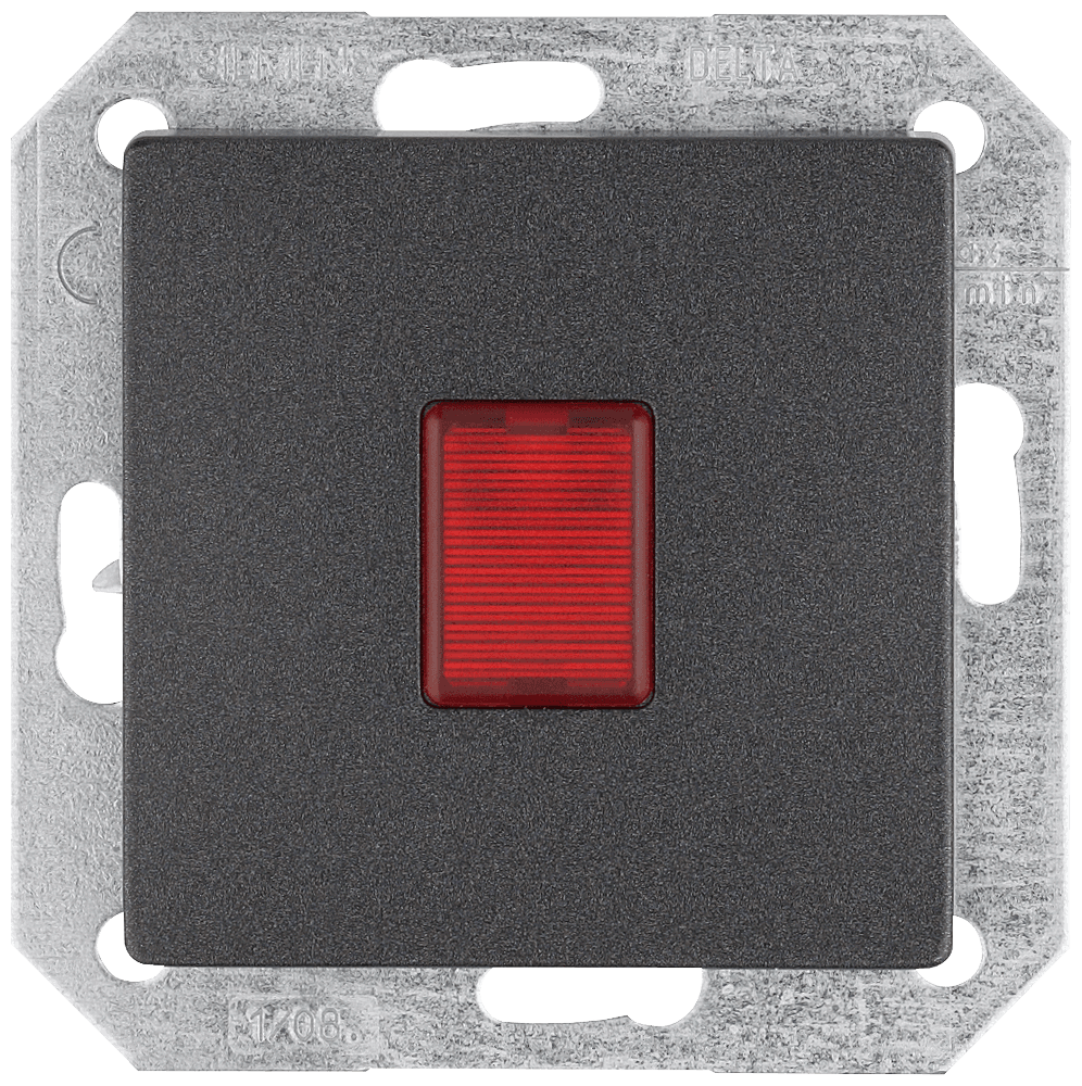 DELTA i-system carbon metallic Light signal 250 V with glow lamp cover plate 55 x 55 mm with red window by Siemens