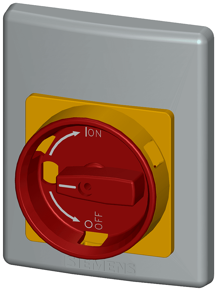 molded-plastic front plate degree of protection IP55 with EMERGENCY OFF rotary operating mechanism can be locked for circuit breaker frame size S00 by Siemens