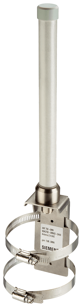 ANT792-6MN IWLAN antenna with omnidirectional characteristic incl. N-female plug: 6 dBi IP67 (-40-+70 °C); 2.4 GHz; Wi-Fi compliance and national approvals to be observed; mounting on wall or mast by Siemens