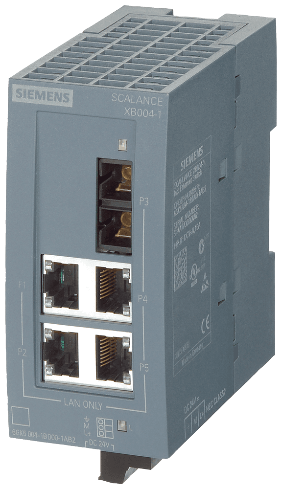 SCALANCE XB004-1 unmanaged Industrial Ethernet Switch for 10/100 Mbit/s; for setting up small star and line topologies; LED diagnostics by Siemens
