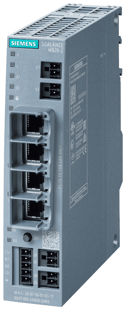 SCALANCE M826-2 SHDSL router; for the IP communication via 2-wire and 4-wire cables from Ethernet-based Programmable controllers; SHDSL topology: Point-to-point by Siemens