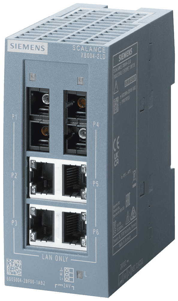 SCALANCE XB004-2LD unmanaged Industrial Ethernet Switch for 10/100 Mbit/s; for setting up small star and line topologies; LED diagnostics by Siemens