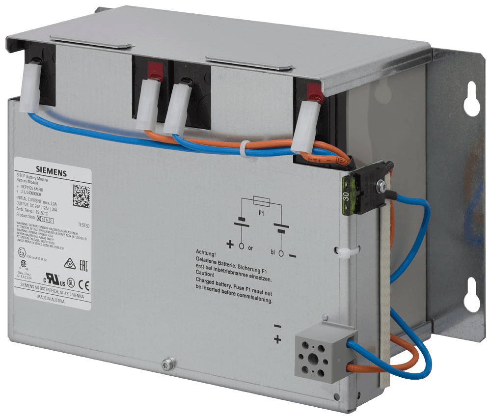SITOP battery module 24 V/12 Ah with maintenance free sealed lead-acid batteries for SITOP DC UPS module 6 A by Siemens