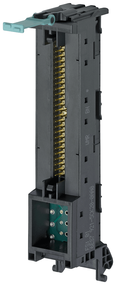 Front connector module with 1x50 pole IDC connector for analog 40 pole I/O modules of the S7-1500 Potential supply over Infeed element by Siemens