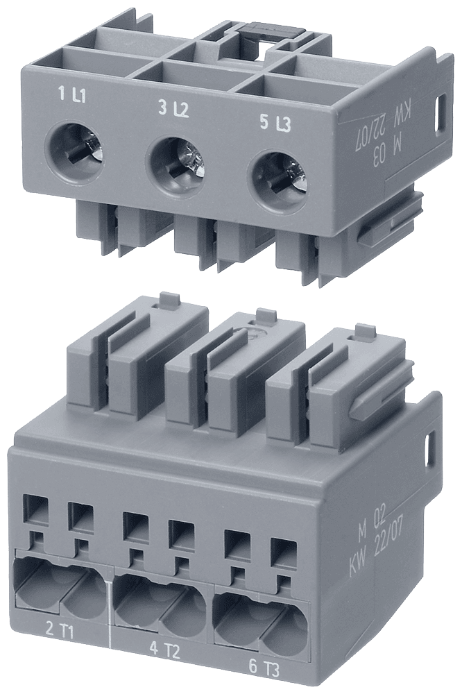 Main circuit terminals for 3RA6 line-side screw-type technology output side spring-type connection system by Siemens