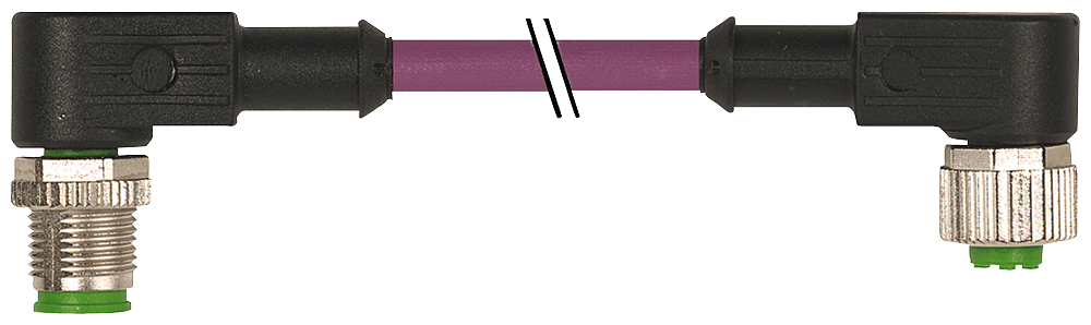 Bus cable for PROFIBUS assembled on both ends 2 x M12 angled 2-core by Siemens